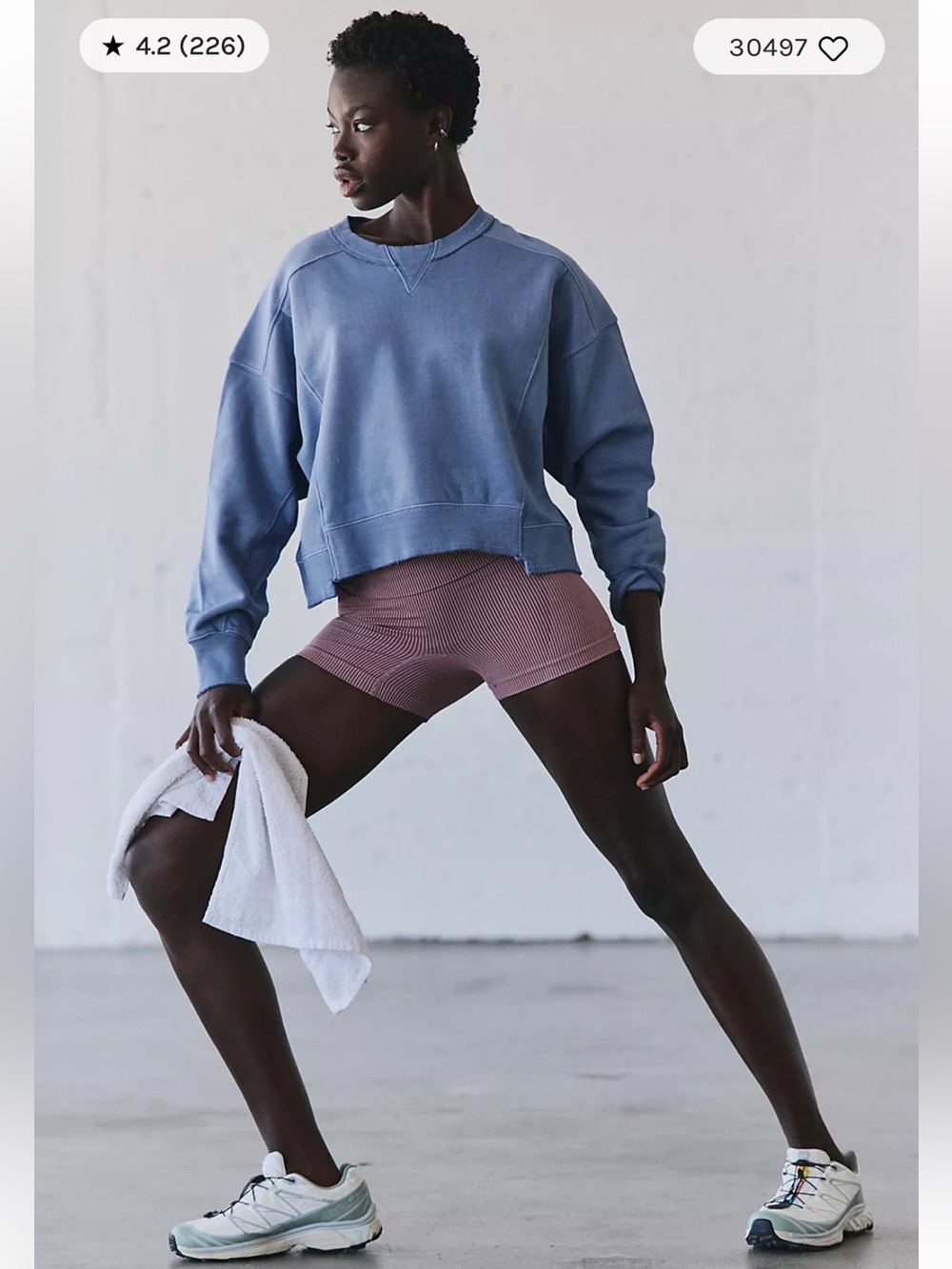 Free People Movement Intercept Crewneck Sweatshirt Blue Ash
